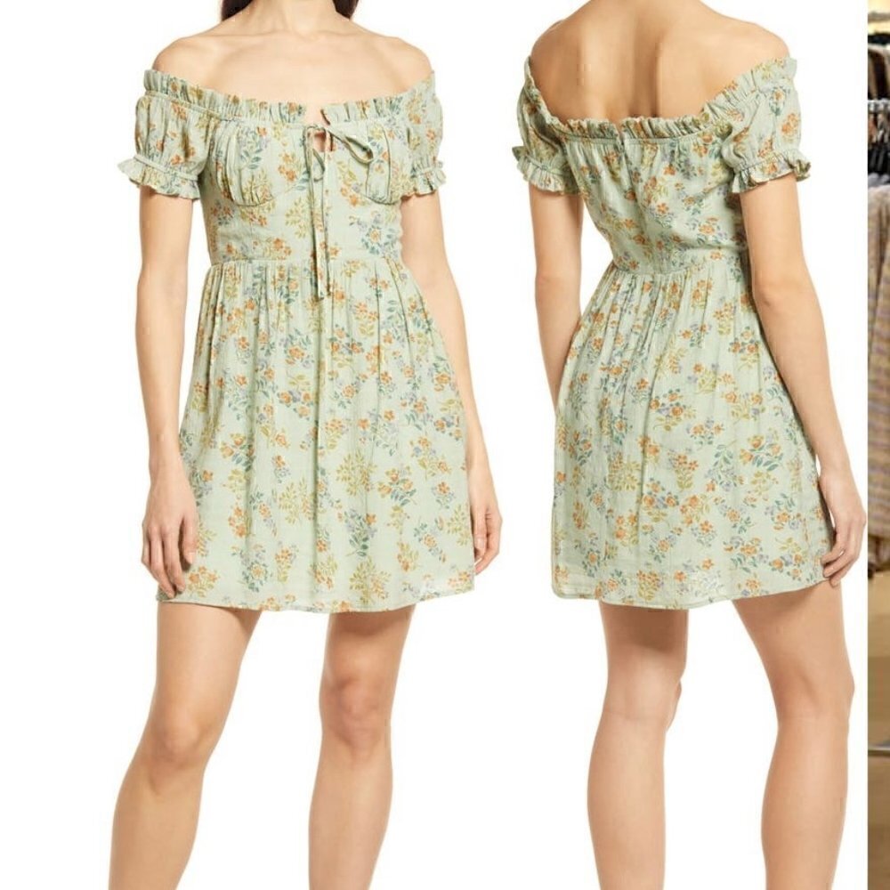Lulu's All Heart Floral Off the Shoulder Mini Dress Size XS NWOT